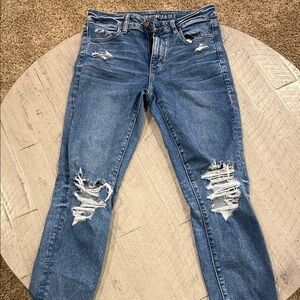 American Eagle Outfitters Ripped Blue Skinny Jeans